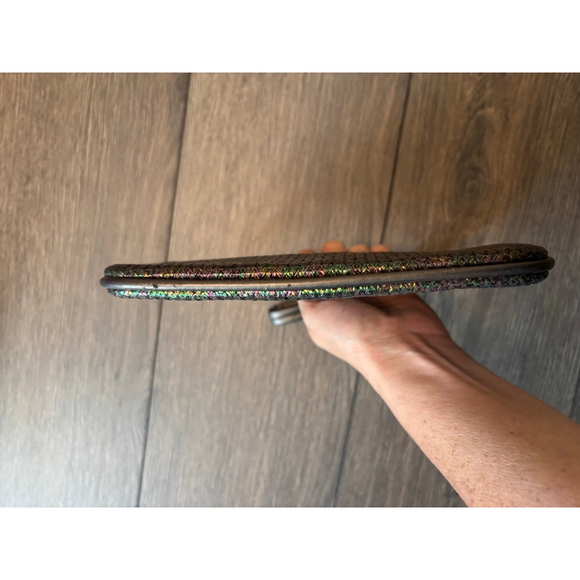 Kendra Scott Metallic Woven Wristlet Detachable Strap Purse Dark Iridescent OS - Picture 14 of 15